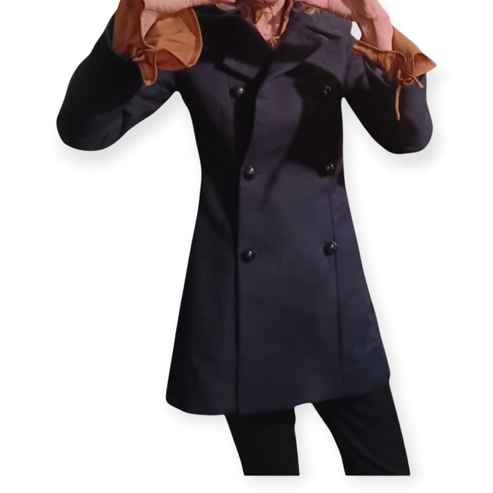 ZARA WOMAN Wool Double Breasted Thigh Length Peacoat XS - Picture 3 of 16